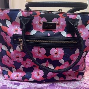 Trina Turk Black and Pink Floral Tote